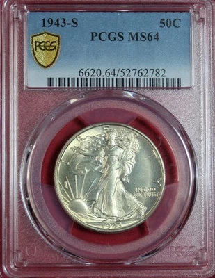 1943-S WALKING LIBERTY HALF DOLLAR PCGS MS64 - Image 1 of 4