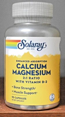 Solaray Calcium Magnesium 2:1 Ratio with Vitamin D-2 90 Capsules - Image 1 of 4