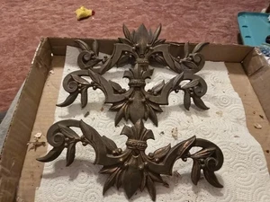 ATQ Viktorianischer Vorhang Dekor Gusseisen Originallack Fleur-de-lis  - Bild 1 von 7