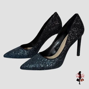 Nine West Womens Tatiana Stiletto Pointed Toe Glitter Dress Pumps Evening Heels - Picture 1 of 9