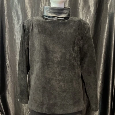 Chaqueta de cuero negra chía vintage años 80 con cuello de cuero usada en excelente estado Foto 1 de 4