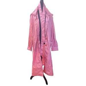 Vintage The Totes Mantel Damen 16 Mauve Rosa Nylon Kapuze Gürtel Lang Trench Regenmantel - Bild 1 von 9