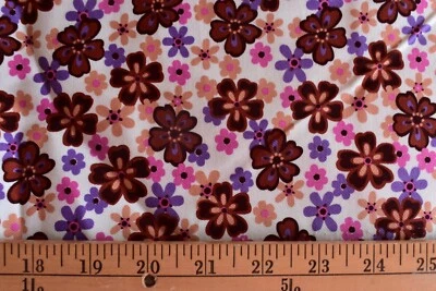 MULTI FLOWERS PRINT ON OFF WHITE 100% COTTON TWILL FABRIC  46X54 INCHES - Image 1 of 3