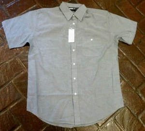 Nueva Camisa de Vestir UniFirst Para Hombre Uniforme Abotonada Gris Negra Talla L Manga Corta - Imagen 1 de 8