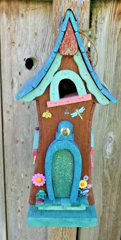 Beautiful Unique Handmade Wooden BIRDHOUSE ~ Copper Capped Roof ~ Garden Decor Cover