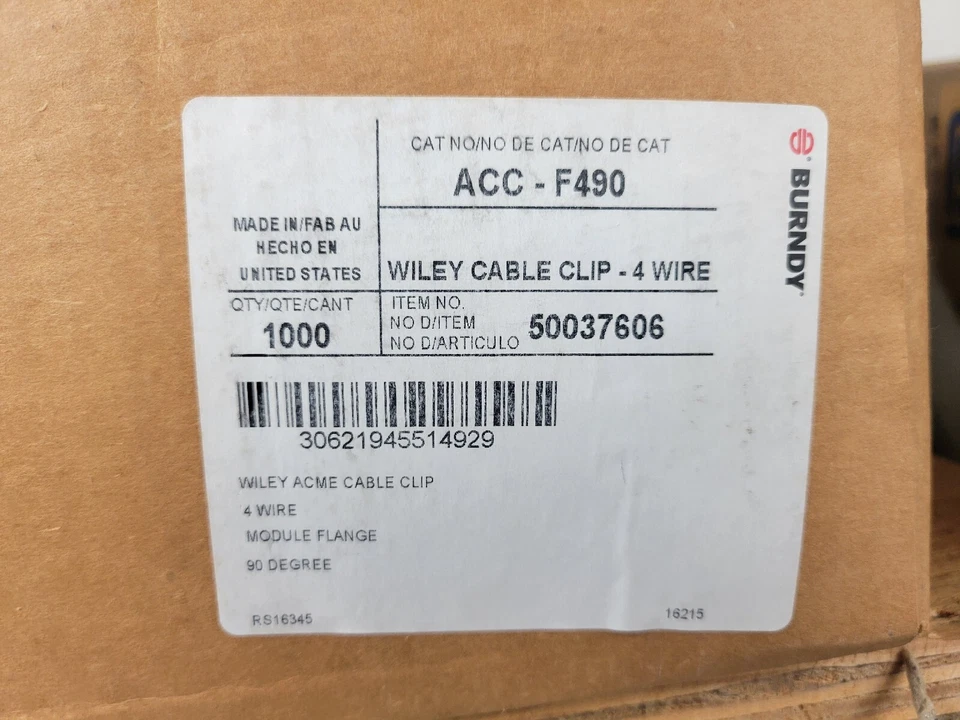 Case of 1000 - Burndy Wiley Acc F490 Solar Clips acc-f490 - Image 1 of 1