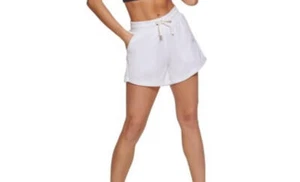 MSRP $40 Dkny Womens Terry Cloth Relaxed Shorts White Size Medium - Picture 1 of 2