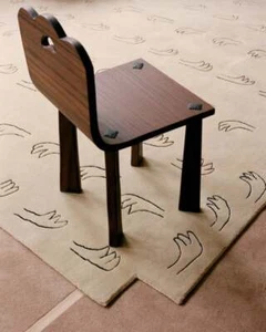 Handgetufteter Beige Farbflächenteppich Handwebstuhl Handmotiv Teppich für Schlafzimmer Wohnzimmer - Bild 1 von 3