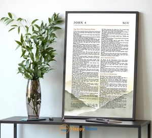John 4 NIV Bible Verse Wall Art Scripture Prints Christian Home Art Decor -PB05 - Picture 1 of 17