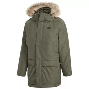 Adidas PAD Fur Hood Parka Jacket Puffer Hooded Zip Men's Sz M Base Green GE1313 - Picture 1 of 9