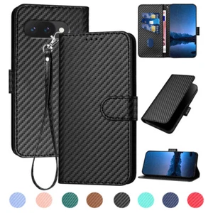 Carbon Fiber Flip Leather Case Wallet Cover For Google Pixel 10 Pro XL 8 7 6 Pro - Picture 1 of 20
