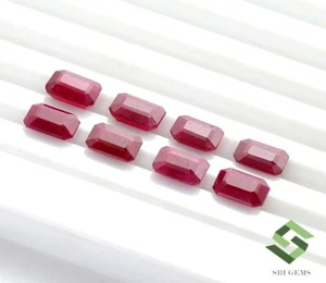 6x4 mm Natural Ruby Octagon Cut Lot 08 Pcs 5.81 CTS Mozambique Loose Gemstones - Picture 1 of 8