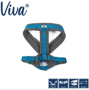Ancol Viva Large Padded Dog Harness Puppy Reflective Nylon Stitch Blue - Picture 1 of 10