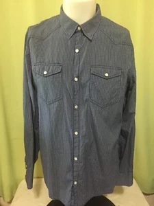 Club Monaco Pearl Snap Men’s Blue LS Button Front Shirt Large 100’s 2 Ply Cotton - Picture 1 of 6