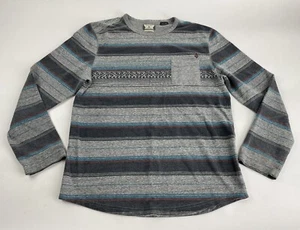 Volcom Striped Patterned Long Sleeve Pocket T Shirt Size Medium Gray - Picture 1 of 12