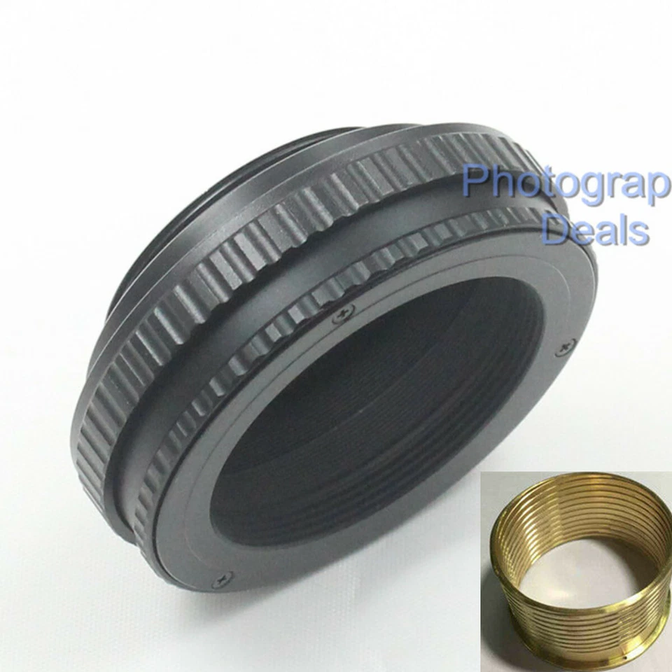 Brass M42 to M39 12mm-19mm Adjustable Focus Helicoid Adapter Macro Mount Tube - Image 1 of 4