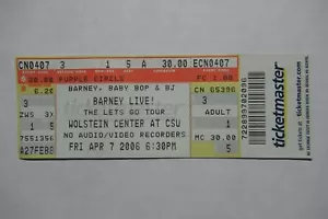 BARNEY LIVE! THE LETS GO TOUR 07.04.2006 FULL TICKET WOLSTEIN CENTER CSU - Bild 1 von 1