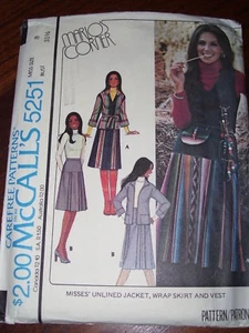 🌷 1976 McCALL'S #5251 - LADIES RETRO JACKET - WRAP SKIRT & VEST PATTERN 8 FF - Picture 1 of 2