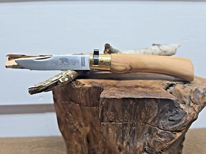 Old Bear Small Classical Italian Olive Folding Carbon Steel Knife 930617LU - Picture 1 of 14