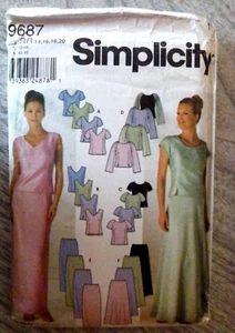 Simplicity pattern 9687 Misses Evening Tops, Slim & Flared Skirts sz 14-20 uncut - Picture 1 of 2