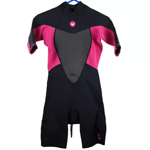 ROXY Teen Girls Wetsuit Syncro 2/2 Spring Suit Size 16/172 Black Pink Grey Vgood - Picture 1 of 18