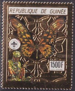 GUINEA Sc #1094A CPL MNH SET ORO EN RELIEVE - EXPLORACIÓN Y MARIPOSAS - Imagen 1 de 1