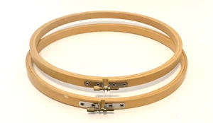 Wooden Embroidery Hoops Made in Taiwan Size 9 Inch Lot of Two Screw Tightening - Picture 1 of 16