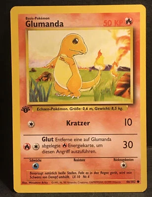 Glumanda (CHARMANDER) 46/102 NM 1st Edition Vintage Base Set Pokemon Card! - Image 1 of 4