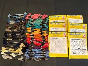 Aunt Martha’s hot iron transfers Lot of 6 PLUS 43 Skeins of Embroidery Floss - Picture 1 of 5