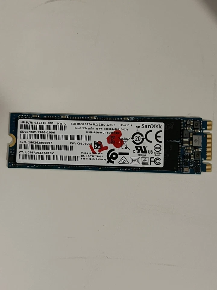 SanDisk X600 128 GB,Internal, M.2 (SD9SN8W-128G) SSD - Image 1 of 1