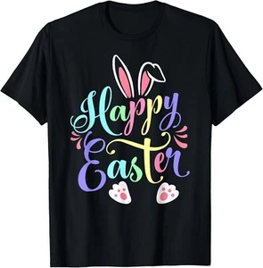 Happy Easter 2025 Cute Bunny Rabbit Easter Day Women Girls T-Shirt Hoodie - Picture 1 of 18