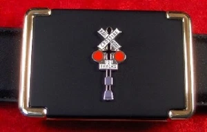 RAILROAD CROSSBUCKS - CUSTOM BELT BUCKLE - Picture 1 of 1