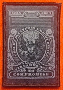 GOA 2023 "NO COMPROMISE" GUN OWNERS of AMERICA 2A Morale Patch Fabric H&L NEW - Picture 1 of 5