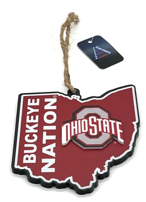 Ohio State Buckeyes Madera Forma Estatal Ornamento Equipo Deportes América NCAA Foto 1 de 4