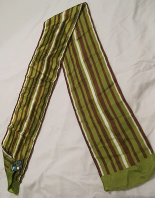 BUFANDA CUELLO RAYAS VINTAGE RECTANGULAR VERDE OLIVA MARRÓN BLANCO HECHA EN ITALIA ¡NUEVA! Foto 1 de 4