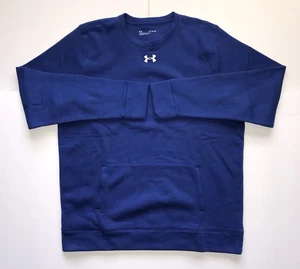 UNDER ARMOUR Coldgear Herren XL Blau Game Royal Fleece Hustle Crew Sweatshirt Logo - Bild 1 von 13