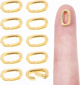 Mosquetón broche ovalado relleno de oro de 18 quilates 10 piezas resorte joyería hebilla aplausos - Imagen 1 de 7