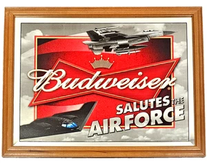 Budweiser Salutes The Air Force Military Bar Spiegel Bier Schild 20x26 Vintage 2005 - Bild 1 von 6