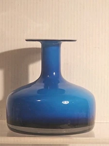  West Elm Blue Glass Vase - Picture 1 of 7