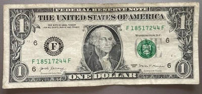 $1 One Dollar Bill 2017 series with Misaligned-Low Seal - Image 1 of 2
