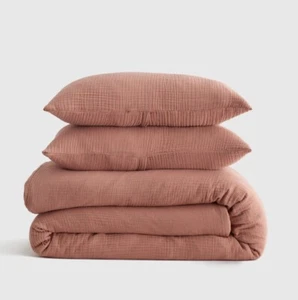 NWOT! Quince Organic Cotton Clay Airy Gauze Duvet Cover Set! Full/ Queen (739) - Picture 1 of 15