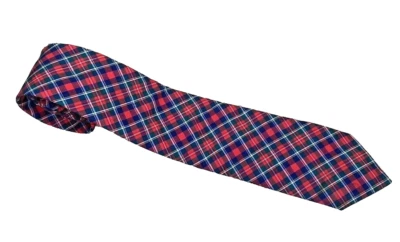 Vintage Tie Repp,Ltd. All Cotton Madras Plaid Windsor CHRISTMAS SKINNY 60s 70s - Image 1 of 4