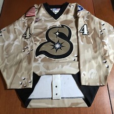 Game Worn Arizona Sundogs Military Appreciation CHL Hockey Jersey Used Camo XL