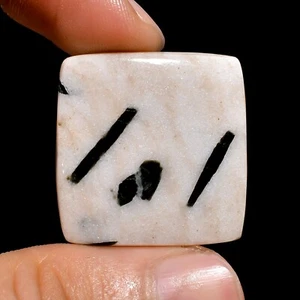Natural Black Dot Tourmaline Gemstone 34.00 Cts Loose Square Cabochon 26X26X4 mm - Picture 1 of 6