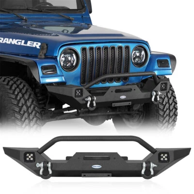 For 1987-2006 Jeep Wrangler YJ TJ Bull Bar Front Bumper w/ Winch Plate & Light - Image 1 of 4