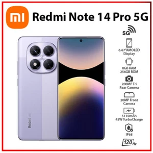 Xiaomi Redmi Note 14 Pro 5G 8GB+256GB PURPLE Dual SIM Android Cell Phone - Picture 1 of 5