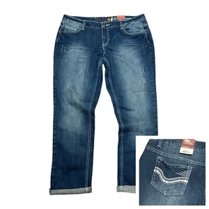 MUDD Straight Jeans Gr. 17 Rollbündchen 37 x 29 bestickt Stretch distressed - Bild 1 von 13