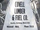 Vintage Old Canvas Advertising Apron Covell Lumber Co Whitehall  Montigue Mi