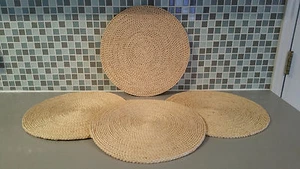 4er Set Naturfaser Tischsets mit Deckel Aufbewahrungskorb Rund Tischsets - Bild 1 von 8