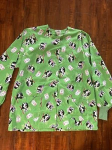 UA Scrubs Top size L~Toothbrush/Toothpaste/Floss/Panda Dental Lab Coat Snaps - Picture 1 of 6